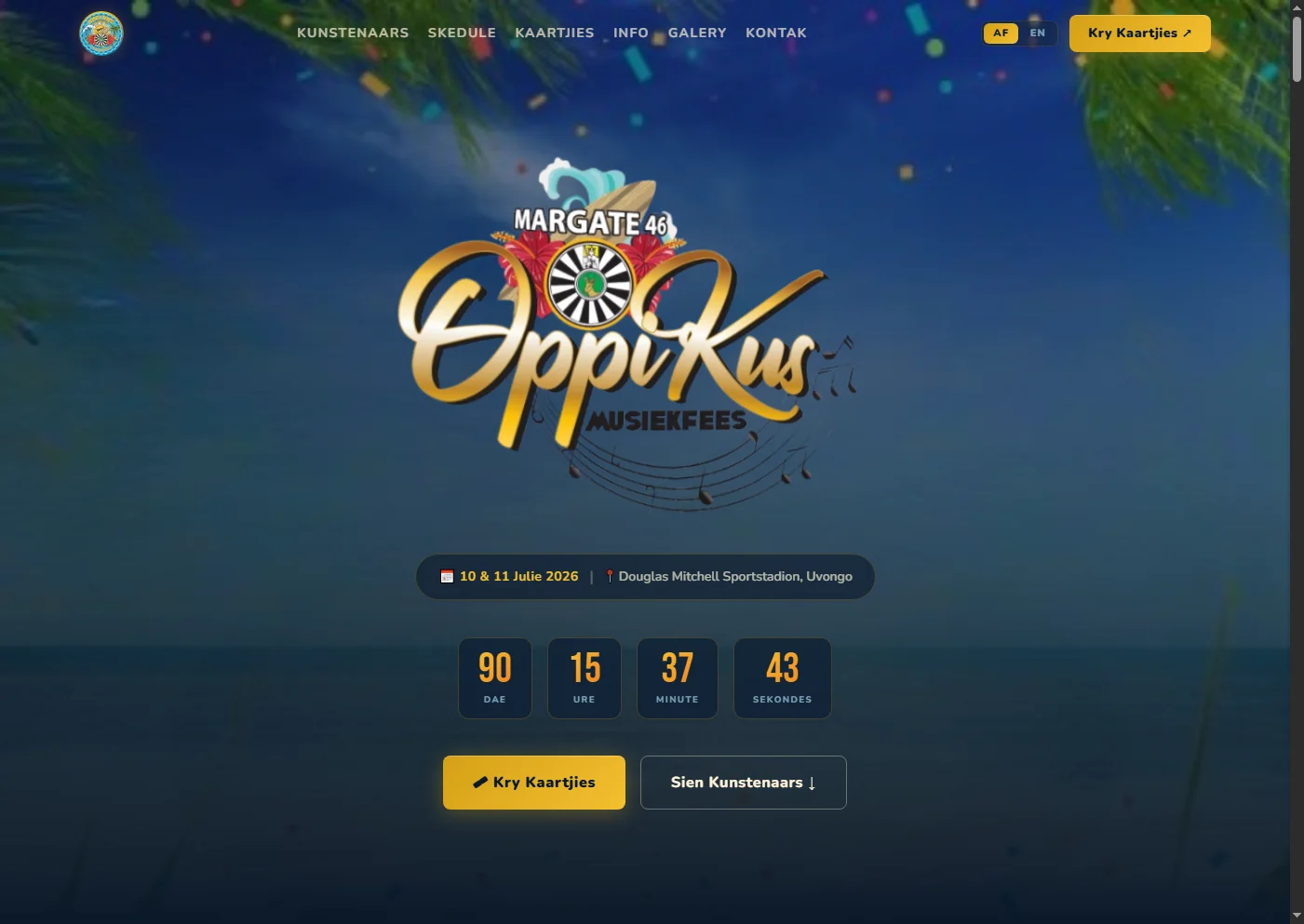 Screenshot of Oppi Kus Musiekfees website